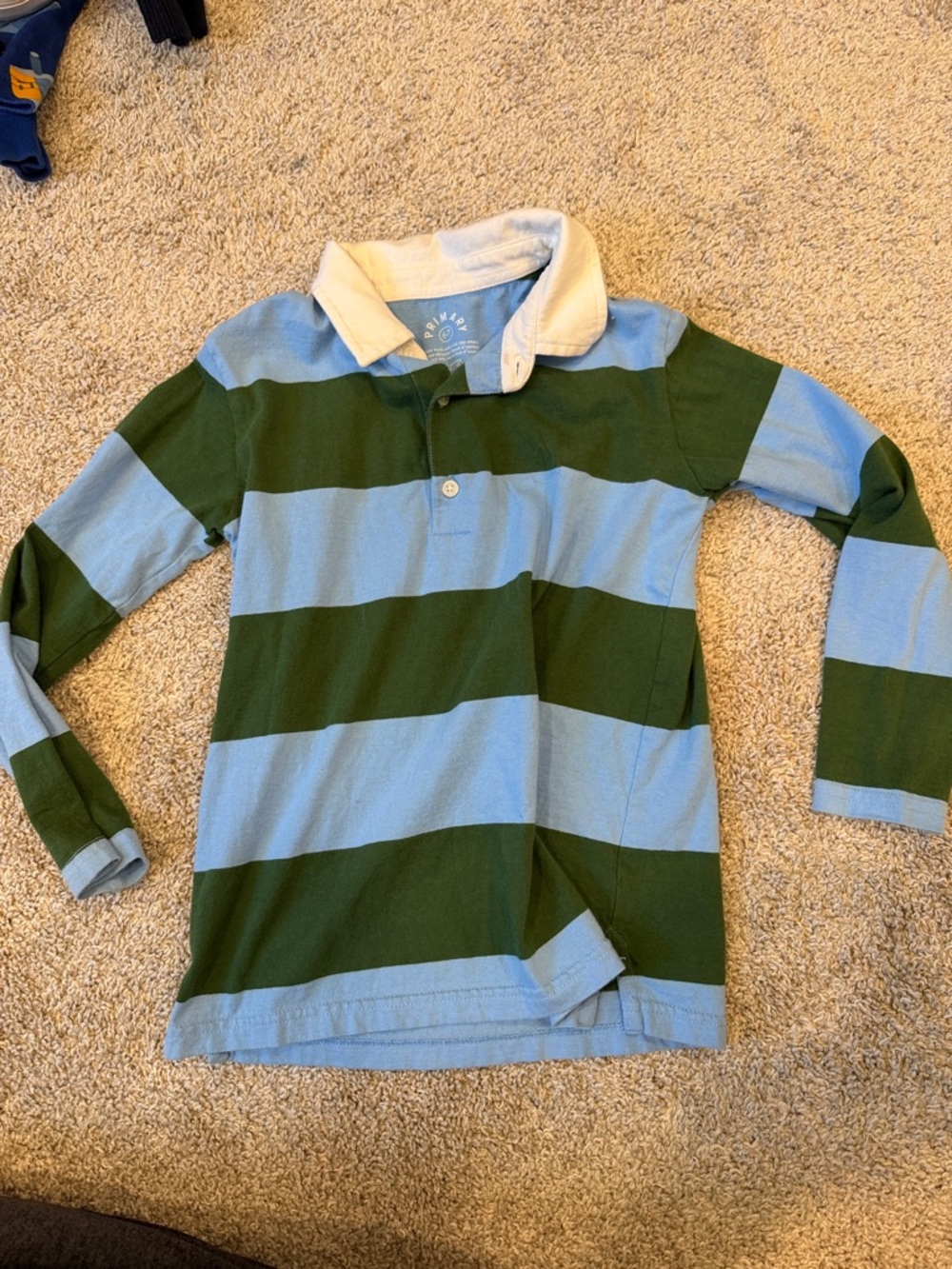 Primary Boys' Long Sleeve Rugby Polo - Light Blue & Green